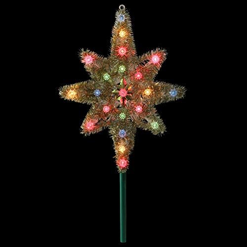 21 Star de aur luminat de Bethlehem Christmas Treeper - Lumini multicolore