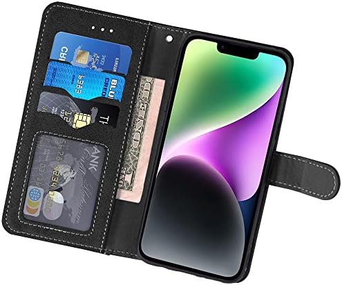 Asuwish compatibil cu iPhone 14 6.1 inch portofel caz și sticlă securizată Ecran Protector Flip card de Credit titularul Stand