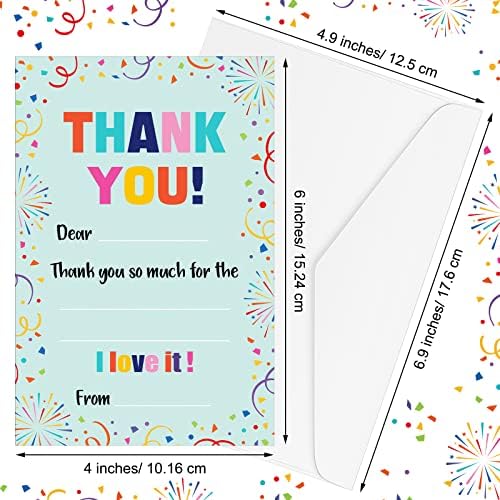 72 piese copii Vă mulțumesc carduri copii Completați gol Vă mulțumesc carduri cu plicuri completați carduri de mulțumiri colorate
