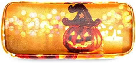 Pumpkin de Halloween cu diagramă din piele de lumânare Pencil cu carcasă cu stilou cu papetă cu fermoar dublu geantă de depozitare