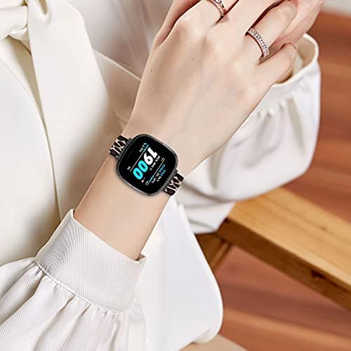 Benzi din nailon întinse uhkz compatibile cu Fitbit Versa 3/Fitbit Sense pentru bărbați pentru femei, Reglabil Respirabil Fabric Sport Elastic Grain pentru Fitbit Versa Smart Watch