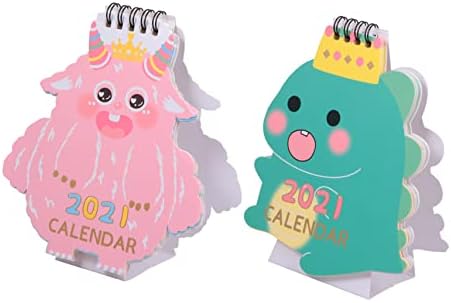 TOFFICU 2PCS 2021 Calendar pentru birou Mini cort Standing Esel Kid Cadouri Anul Nou Calendar Calendar de cort cadou 2021 FLIP