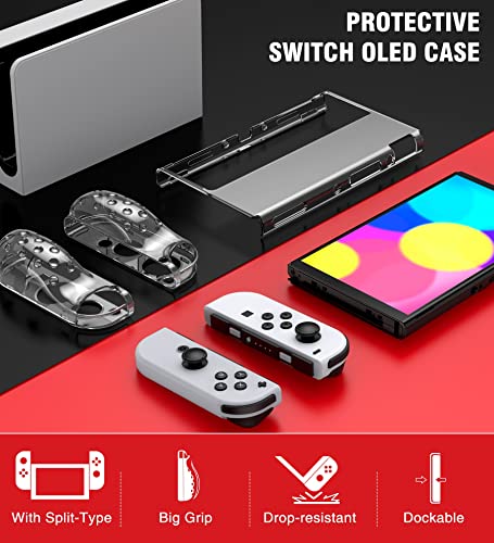Switch Carcasă Compatibil cu Nintendo Switch OLED, Protector Dockable Clear Cover Carcasă cu design confortabil de prindere,