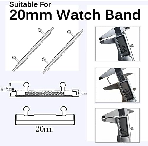 Pinuri de bare de primăvară cu lansare rapidă Miimall 20mm pentru Samsung Galaxy Watch 4 / Galaxy Active 2 / Samsung Gear S2 / Galaxy Watch 3 41mm Pins de ceas din oțel inoxidabil
