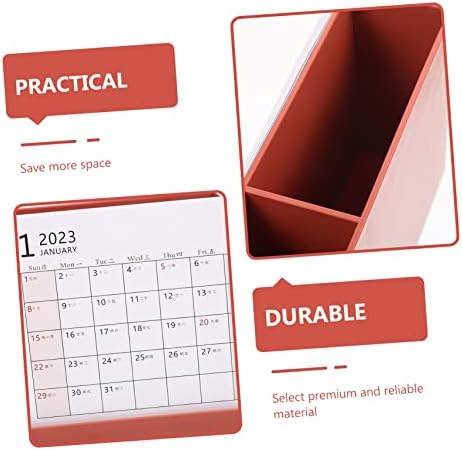 Amosfun 2023 Office Calendar Supor pentru pixuri pentru birou Calendar pentru birou Suport pentru pixuri desktop Calendar Suport