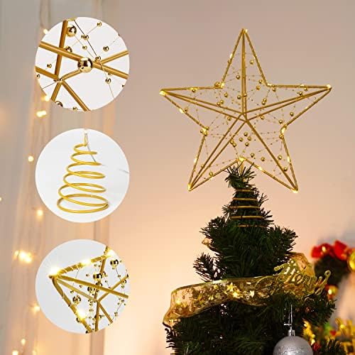 Toppers de Crăciun Star de casă, luminat, Glitter Star Arbore Topper luminat cu 30 de lumini LED pentru decorațiuni de copaci