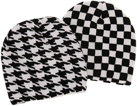 NewFancy femei bărbați pălării de iarnă de iarnă imprimat Checkerboard model de bord beanie tricotat moale cald caldă calată