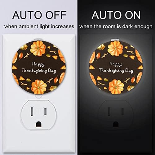 2 pachete plug-in plug-in Lumina de noapte LED Lumina de noapte, mulțumind dovleac cu senzor de amurg până la zori pentru cameră