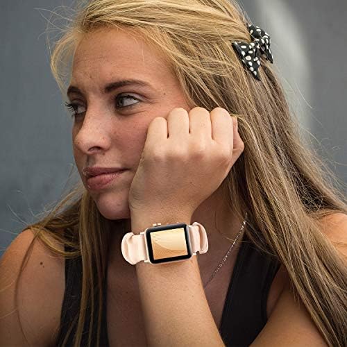 Femei Scrunchie benzi compatibil cu Apple Watch Band 38mm 40mm 41mm, drăguț model imprimate bratara înlocuire bratari pentru