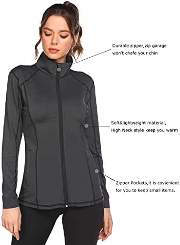 Jacheta de alergare pentru femei Elesol, jacheta de antrenament cu fermoar complet, jacheta de îmbrăcăminte activă pentru femei