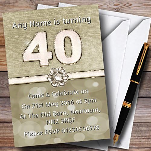 Card Zoo Titan Gold and White 40th Personalizate Birthday Party Party