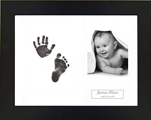 Kit BabyRice Baby Hand & amp; Footprint cadru negru / montare albă cu 3 găuri / imprimeuri negre fără cerneală