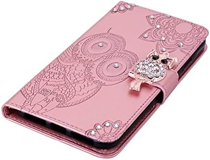 Bonitec caz pentru Samsung Galaxy S23 Ultra portofel caz, drăguț desen animat animal Owl relief Mandala floare Carve PU piele