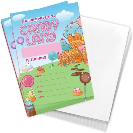 Desert Cactus Candy Land Invitații invită cărți de naștere la mulți ani 10 Count cu plicuri băieți pentru fete pentru copii