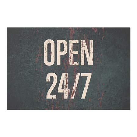 CGSIGNLAB | Deschideți 24/7 -Ghost Dust Aged Rust Window Cling | 36 x24