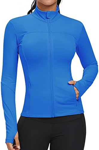 Jachete de antrenament curcubeu de gimnastică pentru femei, Full Zip Slim Fit Lightweight Athletic Running Sports Sports Track