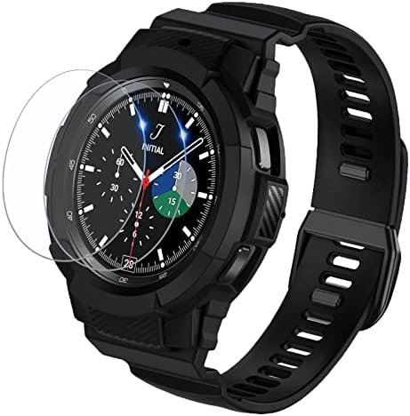 XYF compatibil pentru Galaxy Watch 4 Classic Band cu Case Protector, [1 UNI-CODY +2 Protectors] Carcasă de protecție sport cu bandă pentru Samsung Galaxy Watch4