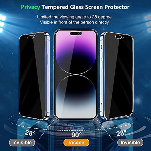 Moonshield [pachet 2] MOOISV-uri concepute pentru iPhone 14 Pro protecție de ecran din sticlă securizată, Anto-spy [3D Touch] Husă prietenoasă cu bule gratuit pentru iPhone 14 Pro 6.1