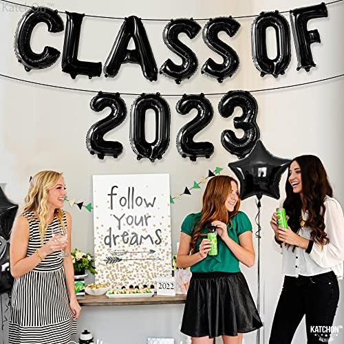 KatchOn, baloane negre clasa 2023-Mare, 16 Inch | Banner clasa 2023, decoratiuni negre pentru petrecerea de absolvire 2023 / Banner Absolvire, decoratiuni clasa 2023 / decoratiuni Absolvire 2023