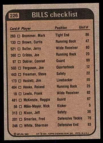 1981 Topps 226 Bills Leaders & Lista de verificare Joe Cribbs/Jerry Butler/Steve Freeman/Ben Williams Buffalo Bills Ex/MT