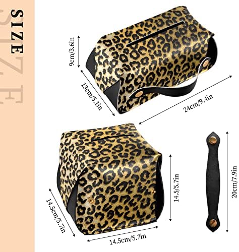 Cutie de țesuturi leopard acoperiți suport de țesut dreptunghiular din piele cu mânerul distribuitor de țesuturi faciale pentru