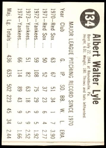 1975 Hostess # 134 Sparky Lyle New York Yankees Ex Yankees