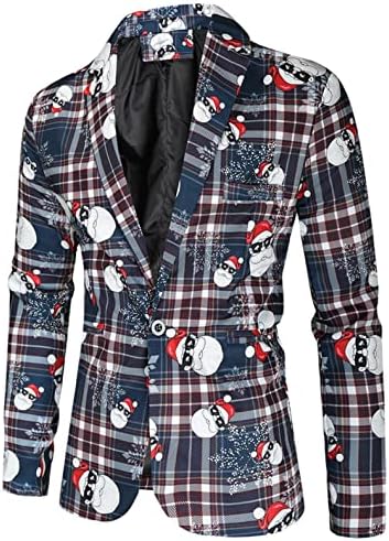 Akimpe Men Men 2 piese Costumele imprimate de Crăciun, 1pc Shawl Shawl Jack Tops + 1pc Pant Long Fashion Sets Slim Sets