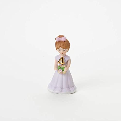 Enesco Growing Up Girls „Brunette Age 4” Figurină din porțelan, 3,5 ”, alb