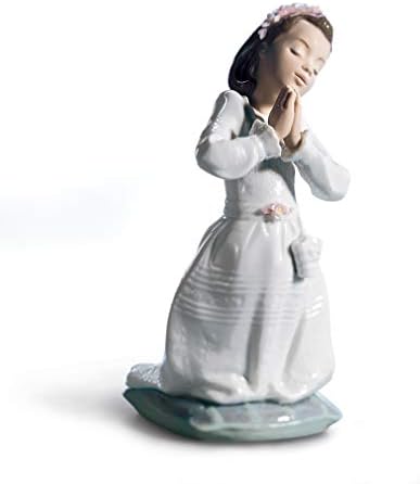 Lladró Figurină de fată de rugăciune de comuniune. Figura de comuniune din porțelan.