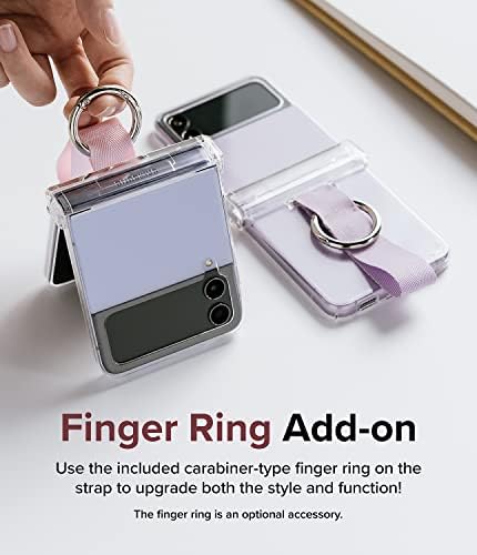 Ringke Slim Ring balama [curea încorporată + inel] compatibil cu carcasa Samsung Galaxy Z Flip 4 5g protecție îmbunătățită a balamalei capac solid Anti-îngălbenire cu carabină-nisip roz