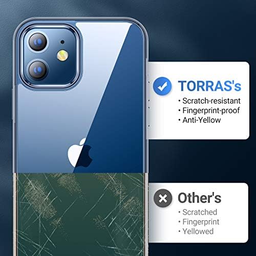 Torras Diamonds Clear compatibil pentru iPhone 12 mini carcasă, modernizat anti-galben rezistent la șocuri din spate cu moale