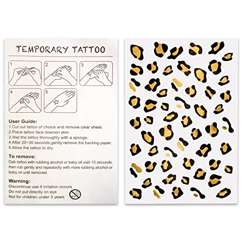 Pandecor Cheetah Ears Bande și 4 bucăți Tatuaje temporare de Cheetah Negru și Aur, Tatuaje temporare, Tatuaje temporare și