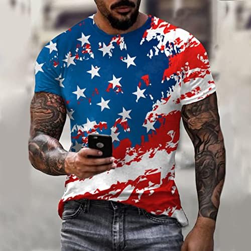 Ziua Independenței pentru bărbați Tricou tipărit 3D cu mânecă scurtă pentru gât rotund Sporturi Sporturi casual Fit Fish Fashion