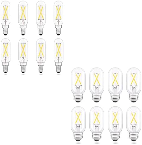 Aielit 8Pack 2W T6 E12 bec LED/T45 E26 pachet bec LED, Dimmable, bec incandescent echivalent 25W, 5000k Lumina zilei Alb, 200lm,