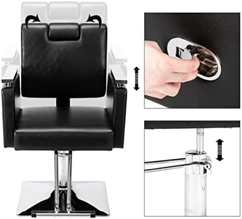 Zlbyb Barber Scaun Reclinare Tunsori Scaun pătrat Base Scaun de coafură scaun de frumusețe Scaun negru