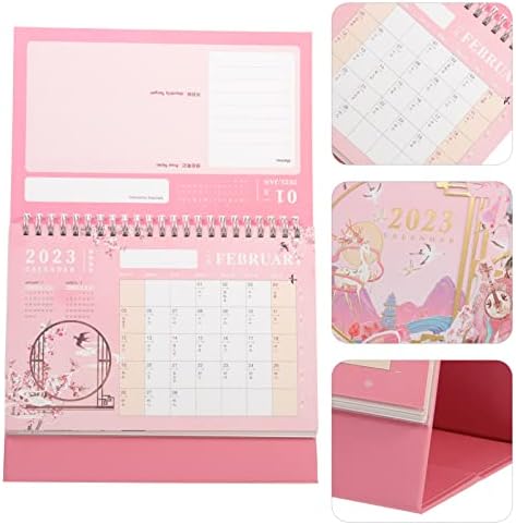 Organizatori de 4PC -uri Lunal Calendar Școala, Clasa de an, Desktop Paper Planificator roz al biroului Rabbit School de fund