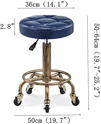 Dengg rotunjire rotundă la 360 ° scaun pivotant cu 5 roți Retro Retro Stil industrial Înălțime reglabilă 50-64cm scaun rotativ