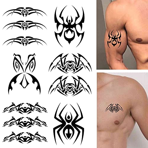 Tattoonova 6 foi de tatuaj temporar bărbați adulți păianjen petrecere favorizează corp mânecă față tatuaje false ta ta