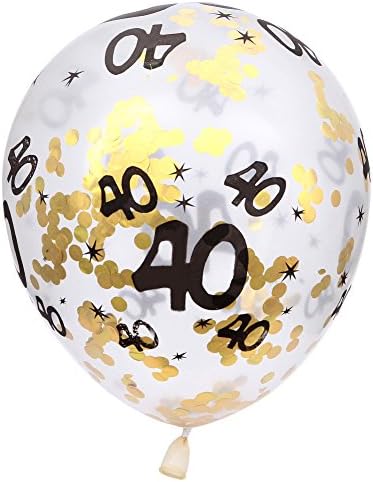 Meysimoon 40th Birthday Decorations 15pcs Balloane clare cu confetti de aur umplute imprimate 40 balon din latex pentru petrecerea