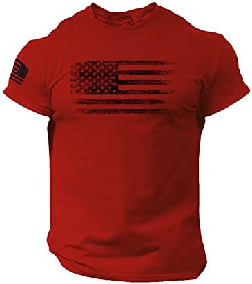 Tricouri patriotice HDDK pentru bărbați, 4 iulie American Flag Slim Fit tricou Tricou Crewneck Retro Retro Blaturi cu mânecă