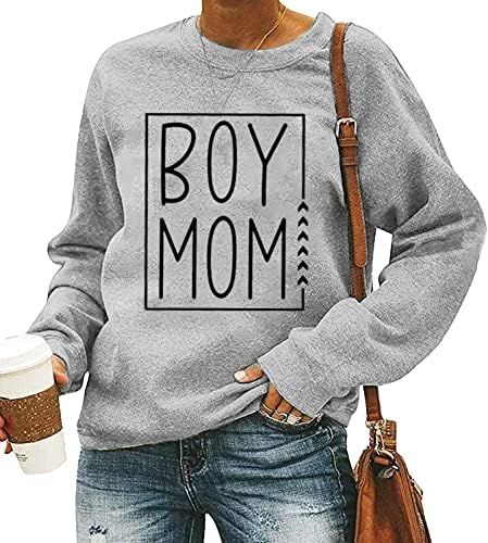 Mychte boy mamă hanorac pentru femei casual toamna top cu mânecă lungă topuri topuri amuzante scrisoare tipărită băiat mamă tricou
