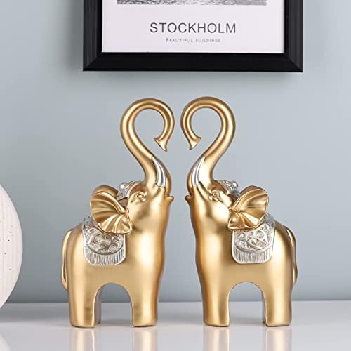 Oliruim 8,7 H Statuie a inimii elefantului de aur Set de două cadouri de elefant pentru femei Statuie de decorare a Elefantului Valentinului, care aduce noroc
