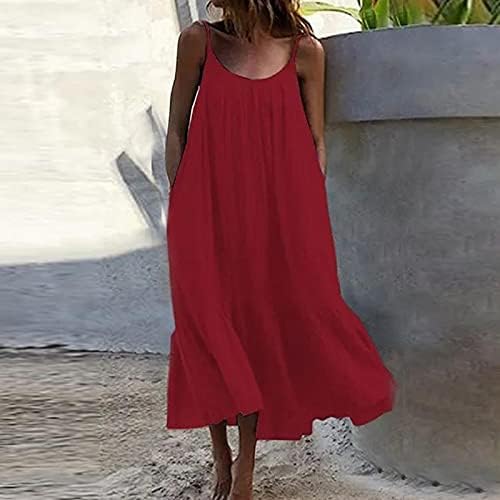 Rochii de primăvară pentru femei Culoare solidă cu mâneci lungi fără mâneci libere curele de rochie rotundă rotundă rochie