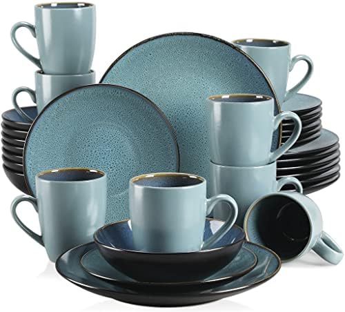 Set de tabel Czdyuf Set de gresie din gresie din ceramică vintage cu cină și farfurie pentru desert, bol, căni de cafea