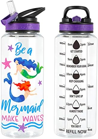 Home Tune 32oz Sticlă de băut cu apă - Tritan BPA gratuit, gura largă, capac de flip de paie, ușor deschis, ușor, sticla de