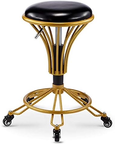 Biroul scaunelor cu roți ， scaun spa cu scaun din piele sintetică neagră PU ， înălțime reglabilă 48-58 cm ， greutate suportată