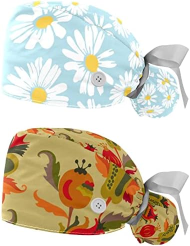 2 pachete de lucru cu butoane cu butoane, reglabile elastice de cravată, pălării, șapcă chirurgicală floarea soarelui galben