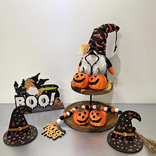 Aaote Halloween Travii stratificate Ornamente de Halloween Horror Gnome Ornamente de fermă Suport pentru fermă Set de 3