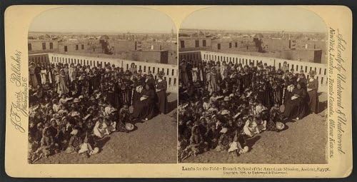Fotografia istorică: Fotografie a stereografului, miei pentru Fold, Branch School, American Mission, Assiout, Egipt