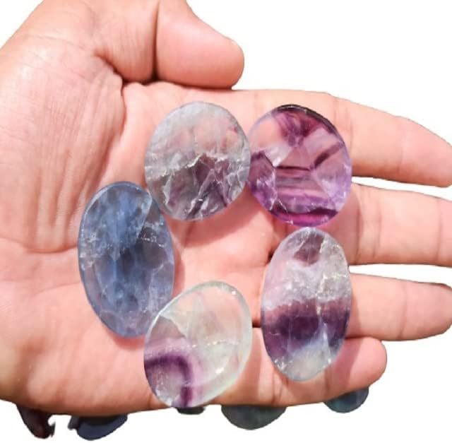 Violet fluorit griji piatra pentru cristal vindecare buzunar Palm Piatra degetul mare piatra 2 buc